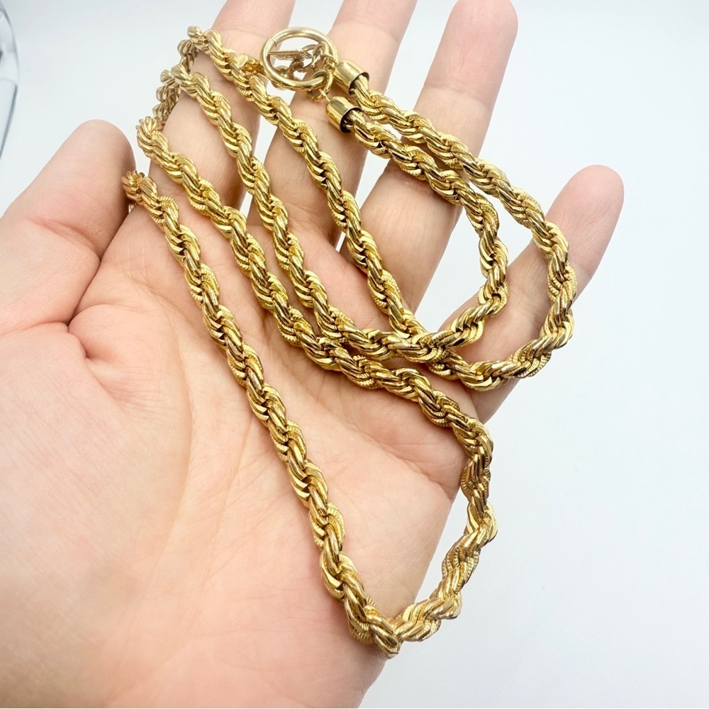 Vintage 80s Anne Klein Logo Gold Tone Chunky Chain Necklace